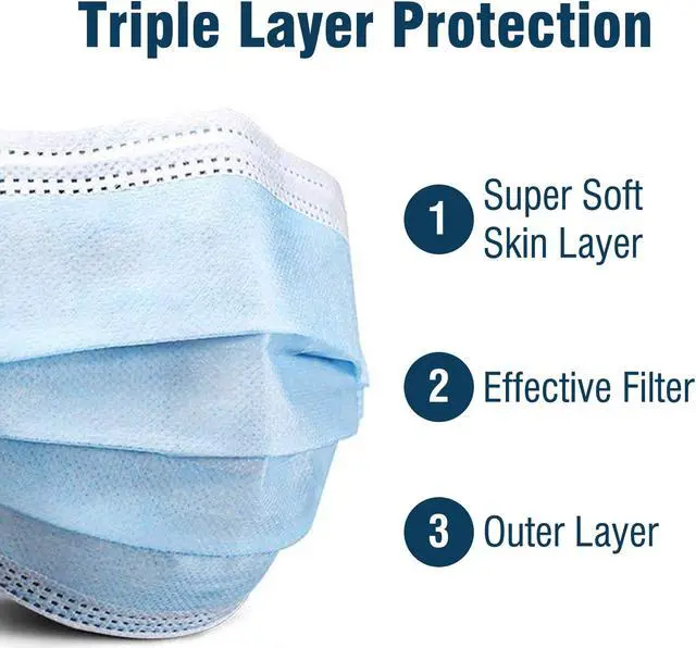 Alt view image 2 of 7 - WeCare Protective Face Masks, Box of 50 (each Individually-Wrapped) - Blue
