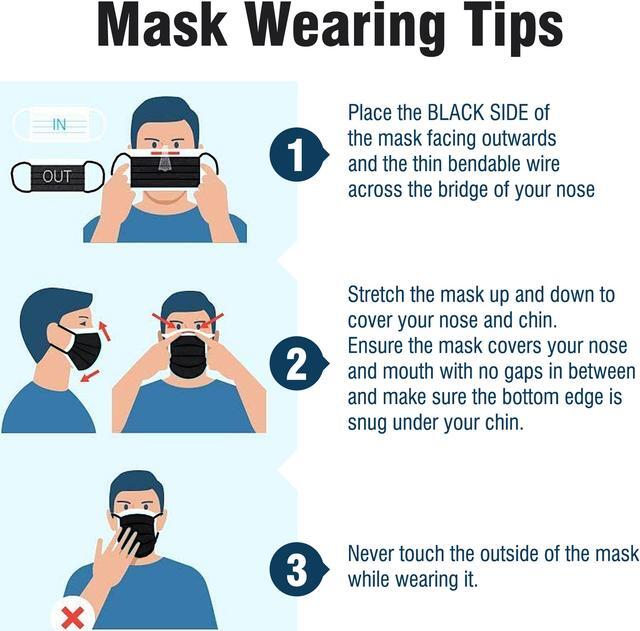 Alt view image 4 of 14 - WeCare Disposable Face Mask, 4-Ply with Ear Loop (50 Individually Wrapped) - Black