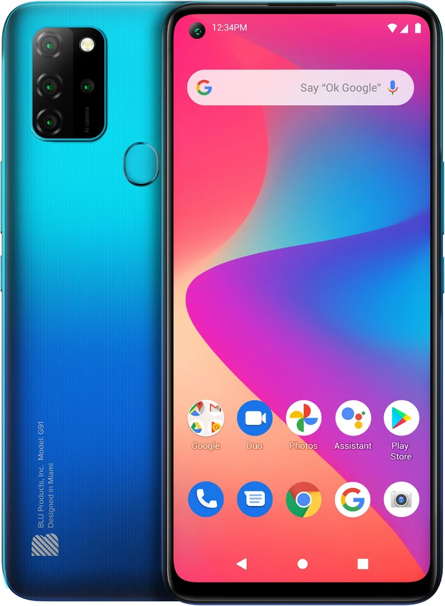 Main image of BLU G91 G0410WW 128GB Dual SIM GSM Unlocked Android Smart Phone - Gradient Cyan