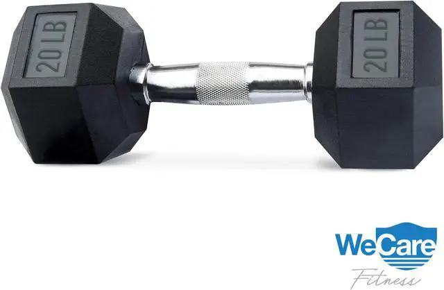 Alt view image 2 of 7 - WeCare Rubber-Coated 20 Lbs Dumbbells (Set of Two) - Black