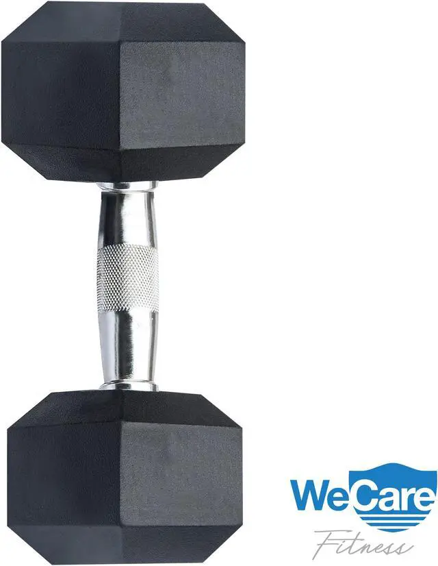 Alt view image 3 of 7 - WeCare Rubber-Coated 20 Lbs Dumbbells (Set of Two) - Black