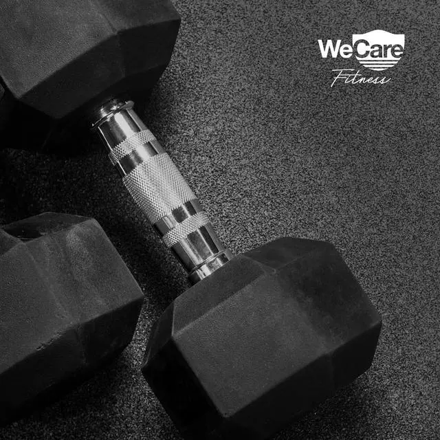 Alt view image 6 of 7 - WeCare Rubber-Coated 20 Lbs Dumbbells (Set of Two) - Black