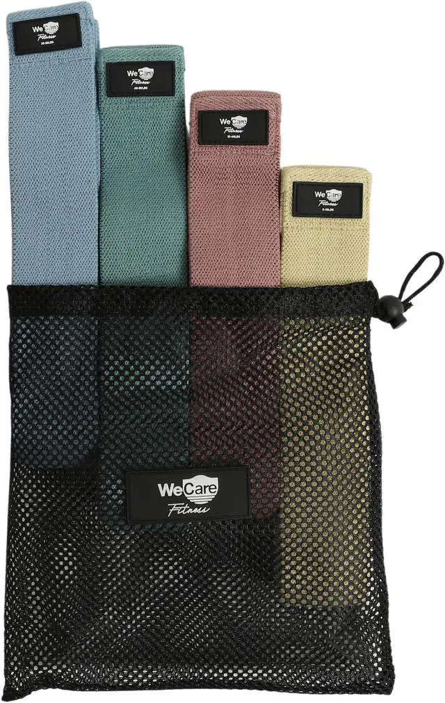 Alt view image 2 of 7 - WeCare Fitness Full-Body Workout 4 Pack Resistance Bands - 4 Levels of Resistance - Mesh Carrying Bag Included