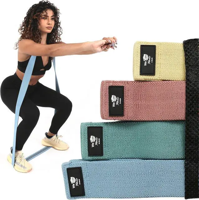 Main image of WeCare Fitness Full-Body Workout 4 Pack Resistance Bands - 4 Levels of Resistance - Mesh Carrying Bag Included