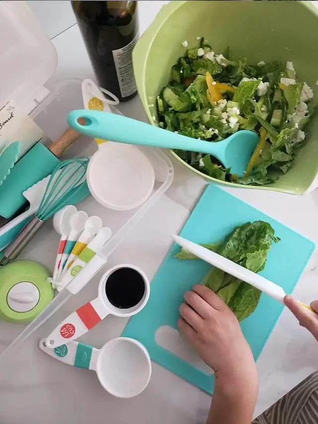 Alt view image 6 of 6 - Tovla Jr. Kids Cooking and Baking Gift Set with Storage Case - Complete Cooking Supplies for the Junior Chef - Kids Baking Set for Girls & Boys - Real Accessories & Utensils