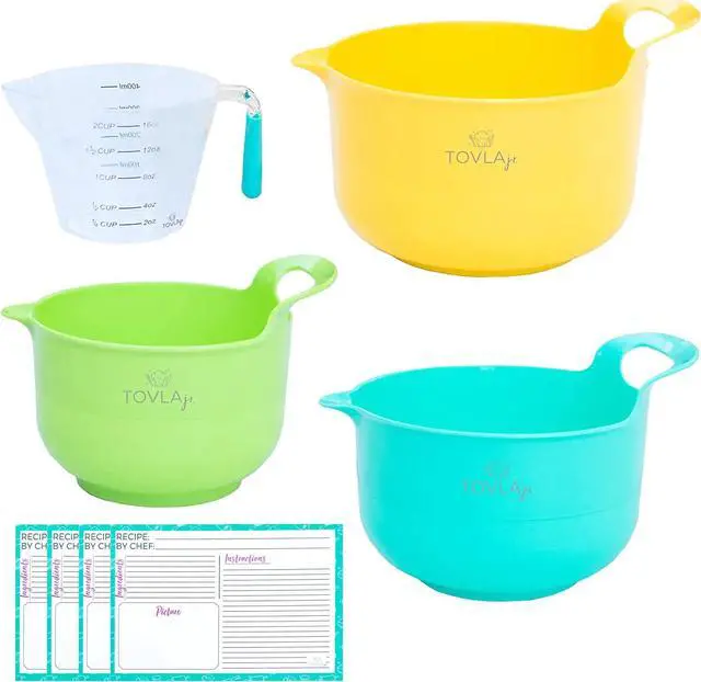 Alt view image 3 of 3 - Tovla Jr. Cooking and Baking Mixing Bowl and Pitcher Set for Kids - Cooking Supplies for The Junior Chef - Kids' Baking Set for Girls & Boys - Real Accessories & Utensils