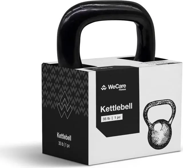 Alt view image 6 of 6 - WeCare Fitness Kettlebell, 35 LB Cast Iron - For Home Workout - Black 35 lbs.