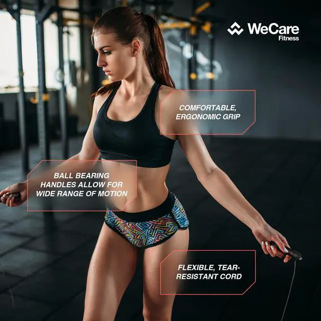 Alt view image 4 of 5 - WeCare Fitness Jump Rope 180g with Ball Bearings For Workouts - Black