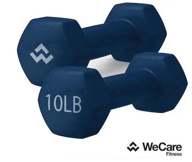 Main image of WeCare Neoprene Coated 10 Lbs Dumbbells for Non-Slip Grip (Set of Two) - Blue
