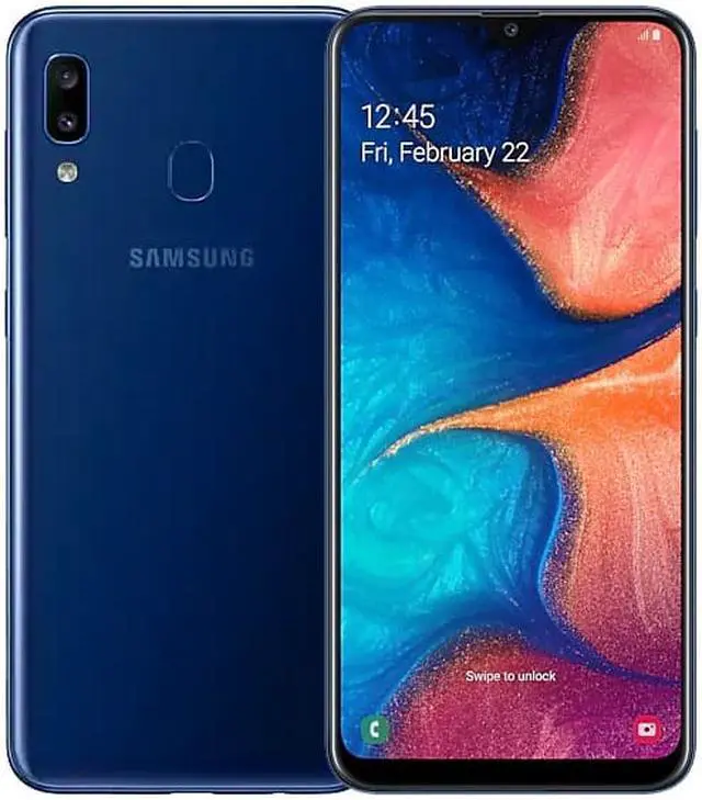 Alt view image 4 of 6 - Samsung Galaxy A20 A205G 32GB Dual Sim Unlocked GSM Phone w/ Dual 13MP Camera - Deep Blue