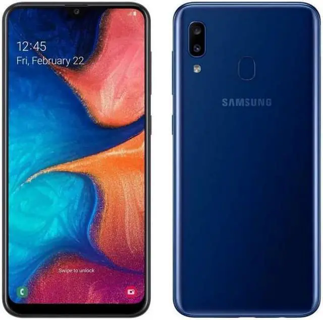 Alt view image 3 of 6 - Samsung Galaxy A20 A205G 32GB Dual Sim Unlocked GSM Phone w/ Dual 13MP Camera - Deep Blue