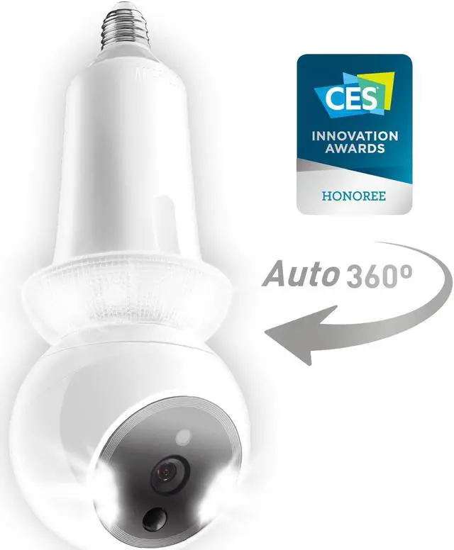 Alt view image 7 of 15 - Amaryllo Zeus: 360° Light Bulb security Camera 1080p with Night Vision, 256-bit Military Grade Encryption, 2-Way Audio, Unlimited Cloud storage, Motion Detection, Phone App, Human voice greetings