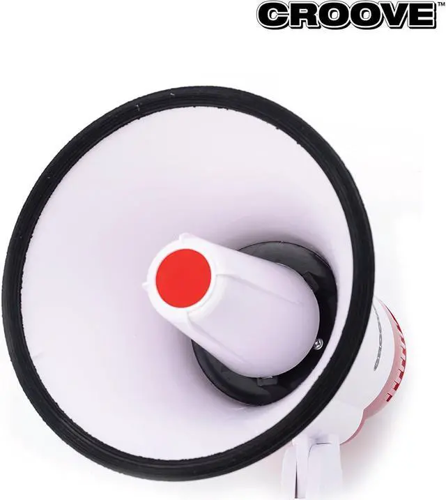 Alt view image 5 of 6 - Croove Portable 30 Watt Bullhorn/Megaphone with Siren & Cheering - 800 Yard Range - Powerful and Lightweight - White