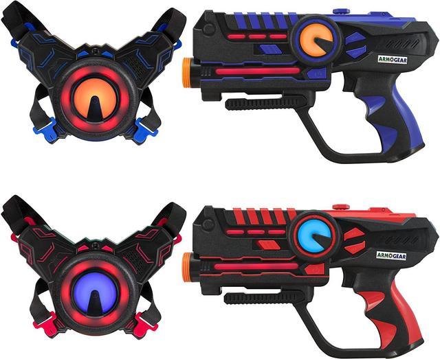 ArmoGear Infrared Laser Tag Guns and Vests - Laser Battle Game Pack Set of  2 - Infrared 0.9mW - Blue/Red 