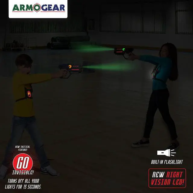 Alt view image 5 of 7 - ArmoGear Infrared Laser Tag Guns and Vests - Laser Battle Game Pack Set of 2 - Infrared 0.9mW - Blue/Red