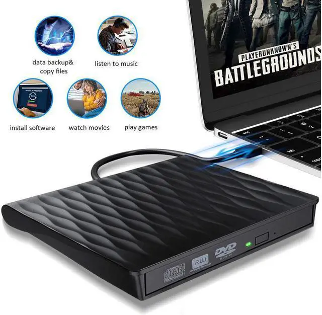 Alt view image 4 of 7 - Ezone External CD DVD Drive, USB 3.0 Type C Dual Port Slim Portable External CD DVD Rewriter Burner Writer,High Speed Data Transfer USB Optical Drives Player for PC Desktop/Laptop/Windows/Linux/Mac OS