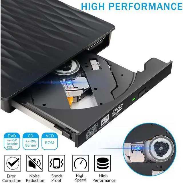 Alt view image 5 of 7 - Ezone External CD DVD Drive, USB 3.0 Type C Dual Port Slim Portable External CD DVD Rewriter Burner Writer,High Speed Data Transfer USB Optical Drives Player for PC Desktop/Laptop/Windows/Linux/Mac OS