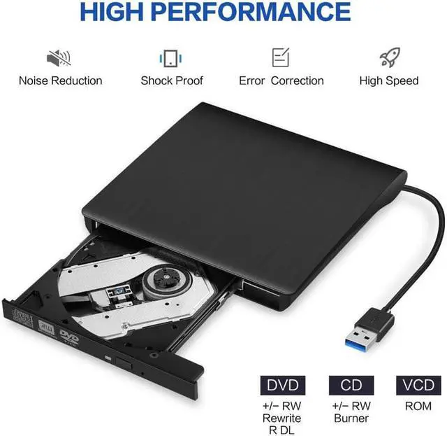 Alt view image 4 of 7 - External CD/DVD Drive for Laptop, USB Ultra-Slim Portable CD DVD +/-RW ROM Burner/Writer Compatible with Mac MacBook Pro/Air iMac Desktop Windows 7/8/10/XP/Vista (Black)