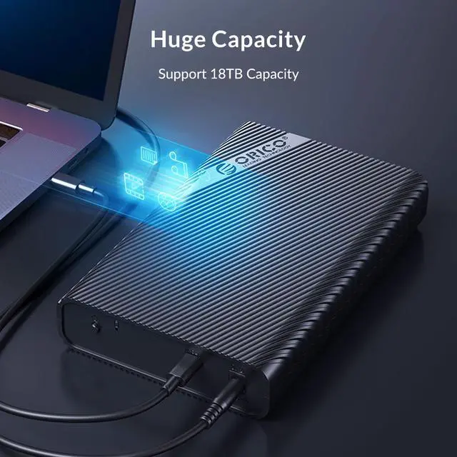 Alt view image 2 of 7 - ORICO 3.5 '' HDD Hard Drive Enclosure USB3.1 GEN1 Type-C HDD Case USB3.1 Type-C to SATA 3.0 6Gbps External Hard Drive Case (3521C3)