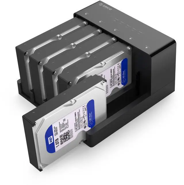 Alt view image 3 of 6 - ORICO 5-Bay Exposed Hard Drive Docking Station with Offline Cloning, 50TB Capacity, USB 3.0 (5Gbps), Vertical Open-Air Cooling, Tool-Free Plug & Play
