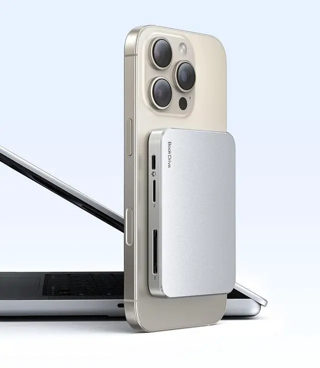 Alt view image 3 of 5 - ORICO BookDrive P10Plus 2TB Portable SSD for Labtop & USB-C Smartphone - MagSafe Compatible External Solid State Drive with 100W PD Charging, 1000MB/s Speed, (Includes 2 MagSafe Rings)