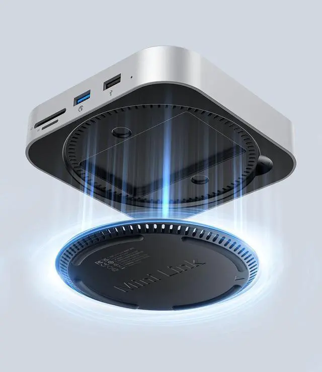 Alt view image 5 of 5 - ORICO MiniLink Mac mini M4 Hub with SATA SSD Enclosure, 5Gbps USB 3.0 Port, SD 3.0/TF 3.0 Card Readers, 3.5mm Headphone Jack and Microphone Jack (M410P)