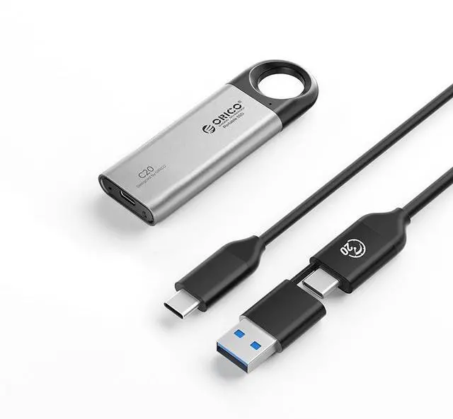 Main image of ORICO C20 512 GB Portable SSD, Up to 2100MB/s, USB 3.2 Gen 2 * 2 USB-C, External Solid State Drive, Compatible with Windows, Mac & Android, with C to A/C Cable