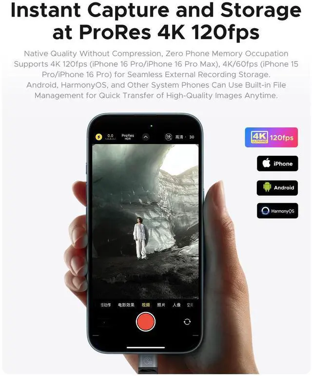 Alt view image 5 of 5 - ORICO External Magnetic SSD 512 GB, Portable SSD with 20 Gbit/s and Stand, Compatible with iPhone 15/16 Pro Max MacBook/Laptop, for Creative Users and Video Mounting (CZ20PLUS)