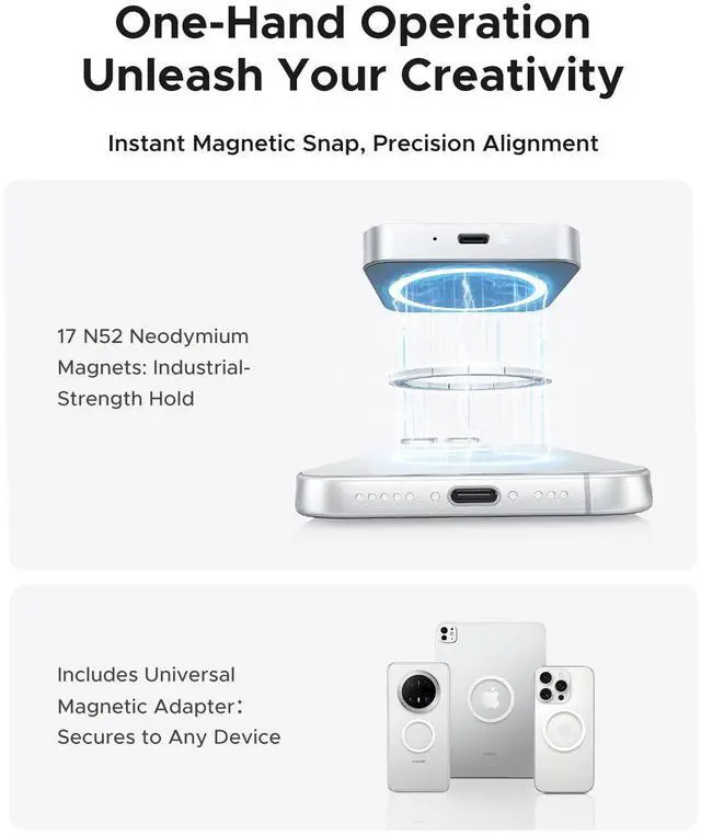 Alt view image 4 of 5 - ORICO External Magnetic SSD 2TB, Portable SSD with 20 Gbit/s and Stand, Compatible with iPhone 15/16 Pro Max MacBook/Laptop, for Creative Users and Video Mounting (CZ20PLUS)