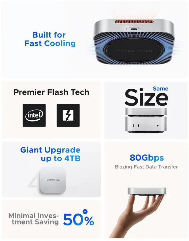 Alt view image 3 of 5 - ORICO MageSafe 1TB External SSD Up to 2000MB/s Portable Solid State Drive, M4T5