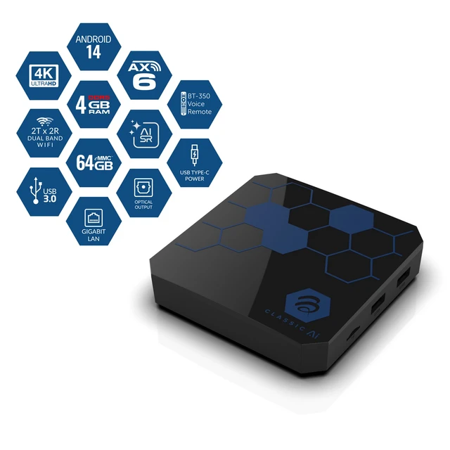 Alt view image 2 of 7 - BuzzTV Classic AI Android TV Box | 4GB DDR5 RAM | 64GB Storage | AI 4K Upscaling