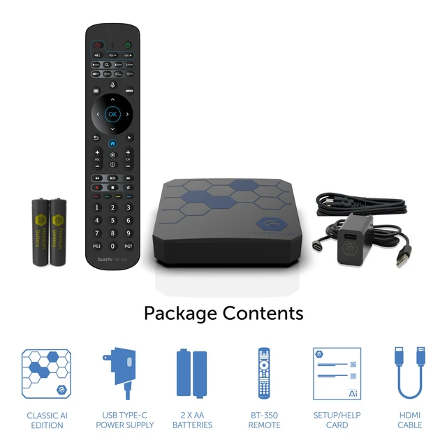 Alt view image 5 of 7 - BuzzTV Classic AI Android TV Box | 4GB DDR5 RAM | 64GB Storage | AI 4K Upscaling