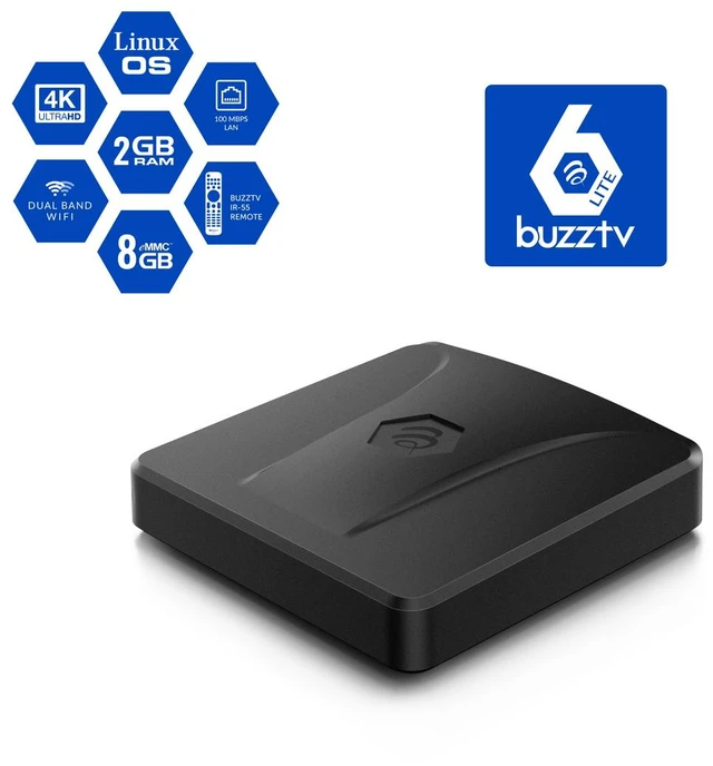 Alt view image 3 of 7 - BuzzTV L1 Linux 4K OTT TV Box | Buzz 6 Lite OS Player | 2GB RAM 8GB Storage