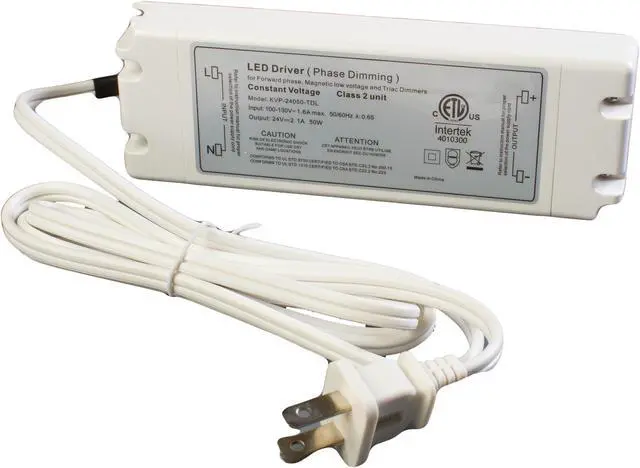 Main image of LEDUPDATES ETL LISTED Class 2, 24v 50w 2.1A Triac Dimmable LED Strip Light Power Supply Driver | 110V AC to 24V DC Transformer Adapter | Compatible with AC Wall Lutron & Leviton Dimmer