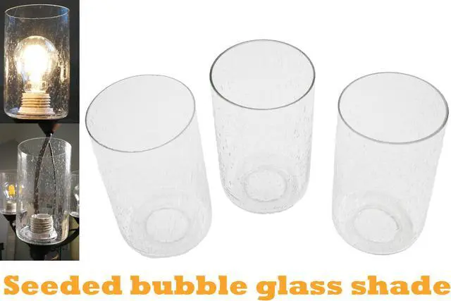 Alt view image 5 of 7 - Bubble Seeded Glass Shade, LEDupdates 3 Packs Clear Cylinder for Light Fixture Glass replacement 1" 5/8 fitter
