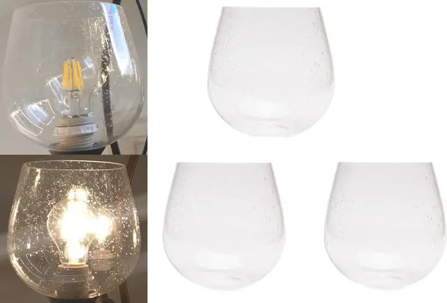 Alt view image 5 of 6 - Seeded Bubble Glass Lamp Shade, 3 Pack Clear Globe Seeded Bubble Finish for Light Fixture Glass Replacement