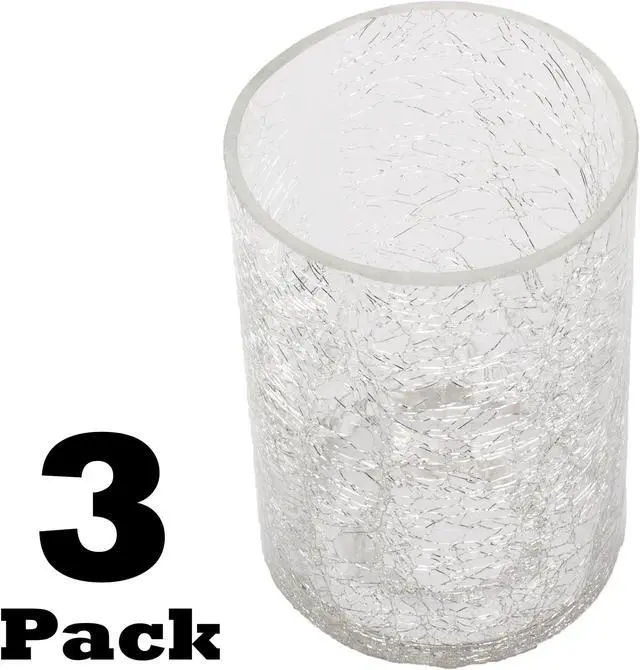 Alt view image 2 of 7 - 3 PACK CRACK FINISH CYLINDER GLASS SHADE FOR LIGHT FIXTURE