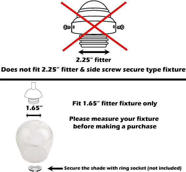 Alt view image 3 of 6 - Crackle Glass Shade, LEDupdates 3 Pack Clear Globe Crack Finish for Light Fixture Lamp Glass replacement 15/8 fitter