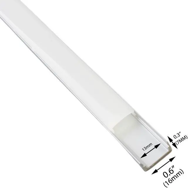 Alt view image 2 of 5 - 6 Pack U ALUMINUM CHANNEL WITH COVER AND MOUNTING CLIPS FOR LED STRIP LIGHT FIT 6MM TO 10MM