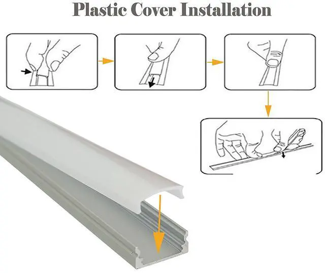 Alt view image 3 of 5 - 6 Pack U ALUMINUM CHANNEL WITH COVER AND MOUNTING CLIPS FOR LED STRIP LIGHT FIT 6MM TO 10MM
