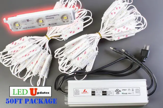 Alt view image 6 of 6 - 50ft Storefront LED Light SUPER BRIGHT K2835 SERIES SAMSUNG LED Chip with 12v UL Listed 150w Power Supply