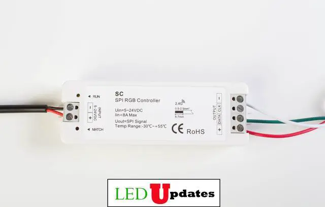 Alt view image 4 of 6 - LEDUPDATES Dream Color Chase Effect LED Light SPI Controller with remote for Individually Addressable WS2811 WS2813 Pixel Control Dream Color RGB LED Light strip with IC Drivers 5v 12v 24v