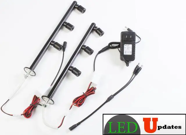 Alt view image 3 of 5 - Set of 2 JEWELRY LED POLE LIGHT MODEL FY-53 BLACK 6000K