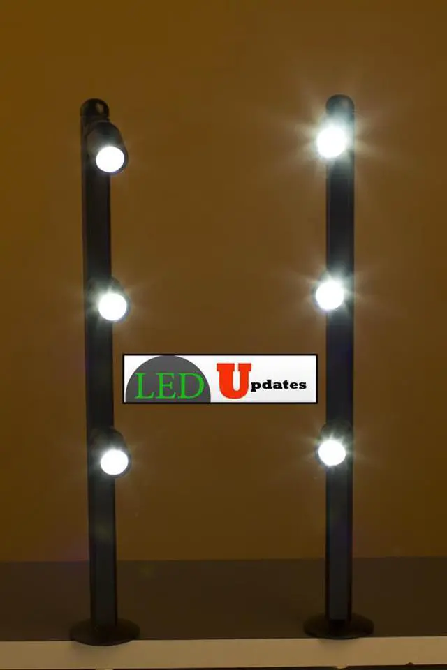 Alt view image 4 of 5 - Set of 2 JEWELRY LED POLE LIGHT MODEL FY-53 BLACK 6000K