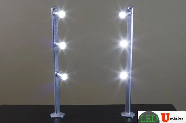 Alt view image 6 of 7 - Set of 2 JEWELRY LED POLE LIGHT MODEL FY-53 SILVER 6000K