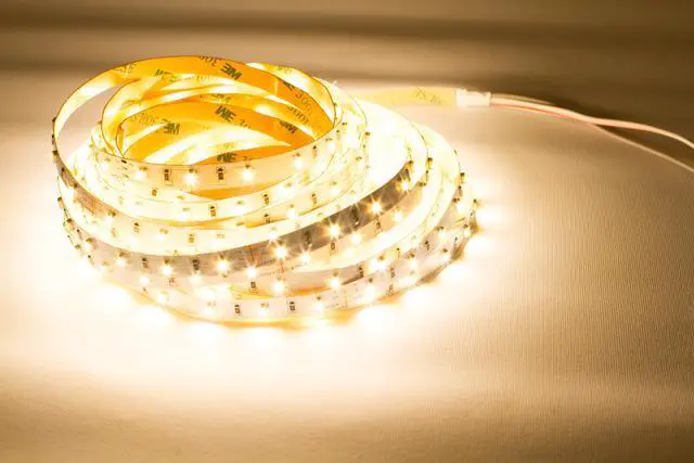 Alt view image 6 of 6 - LEDUPDATES 24v Adjustable 3000K Warm white to 6500K Pure White LED Strip Light CCT 3528  300 LED chip with Remote and 24v UL Power Supply