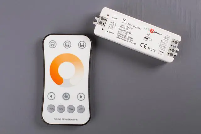 Alt view image 4 of 4 - LEDUPDATES Dual Color Controller with remote for Dual Color Temperature LED Strip Light 2700K to 6500K Warm White to Cool White 12v 24v CCT Controller
