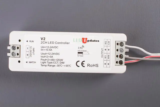 Alt view image 3 of 4 - LEDUPDATES Dual Color Controller with remote for Dual Color Temperature LED Strip Light 2700K to 6500K Warm White to Cool White 12v 24v CCT Controller