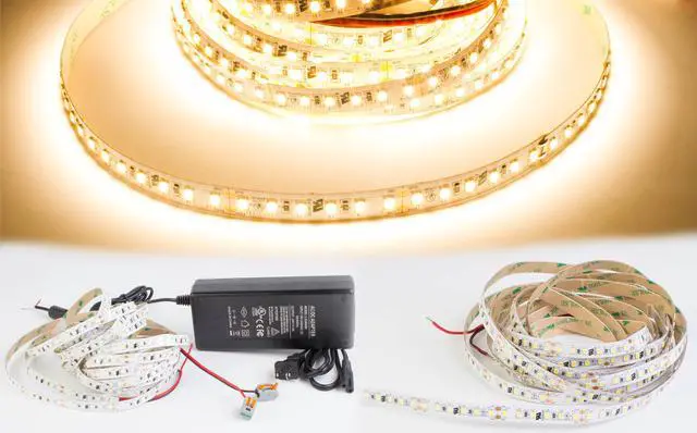 Main image of LEDUPDATES 95 CRI LED Strip Light 600 LED chip per roll Highest Brightness 2835 LED chip with 24v UL Listed Power Supply (3000K Warm White)