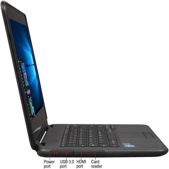 Alt view image 3 of 4 - Lenovo N23 11.6-in Laptop - 4GB RAM 128GB SSD Windows 10 Pro 64-bit - Bluetooth, Webcam, Touchscreen